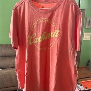 Carhartt Peach Tee with Yellow Logo